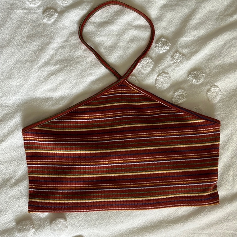 SHEIN multi colored striped halter crop top size S